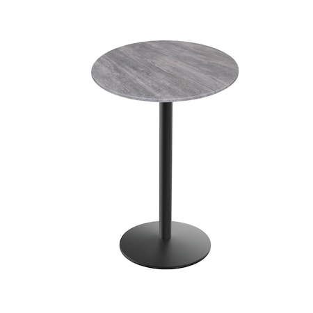 Holland Bar Stool Co 36 Tall OD214 Black Table Base w22 Diameter Foot and 36 Diameter Greystone Top, IndoorOutdoor OD214-2236BWODS36RGryStn
